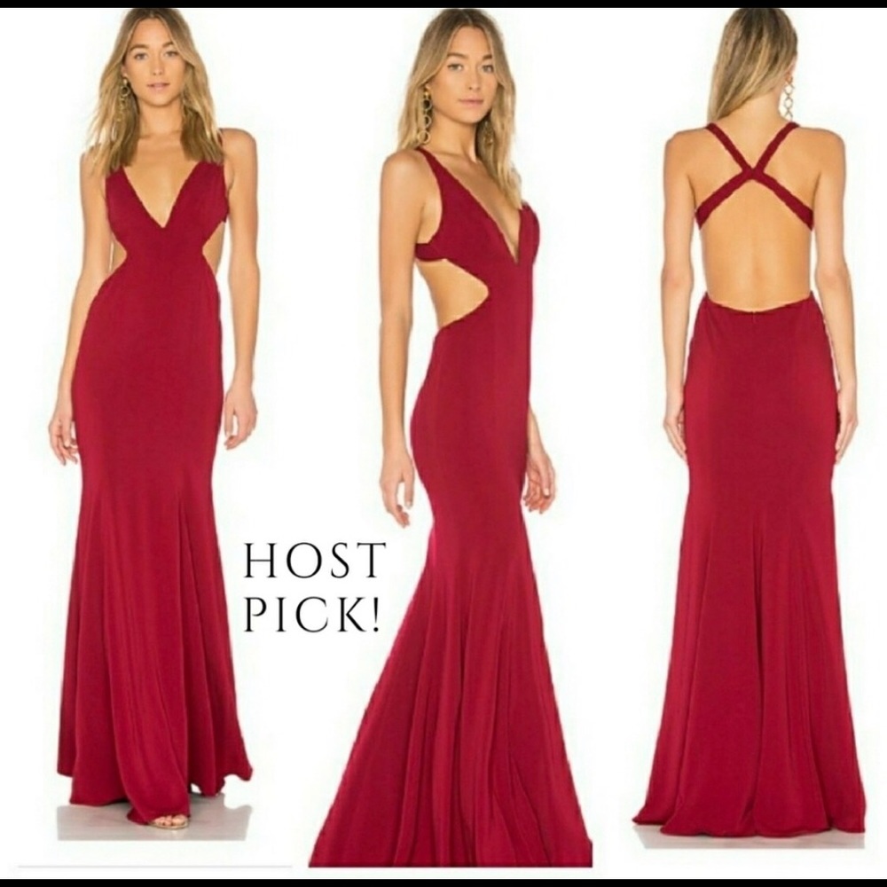 Jay Godfrey Red backless floor length dress